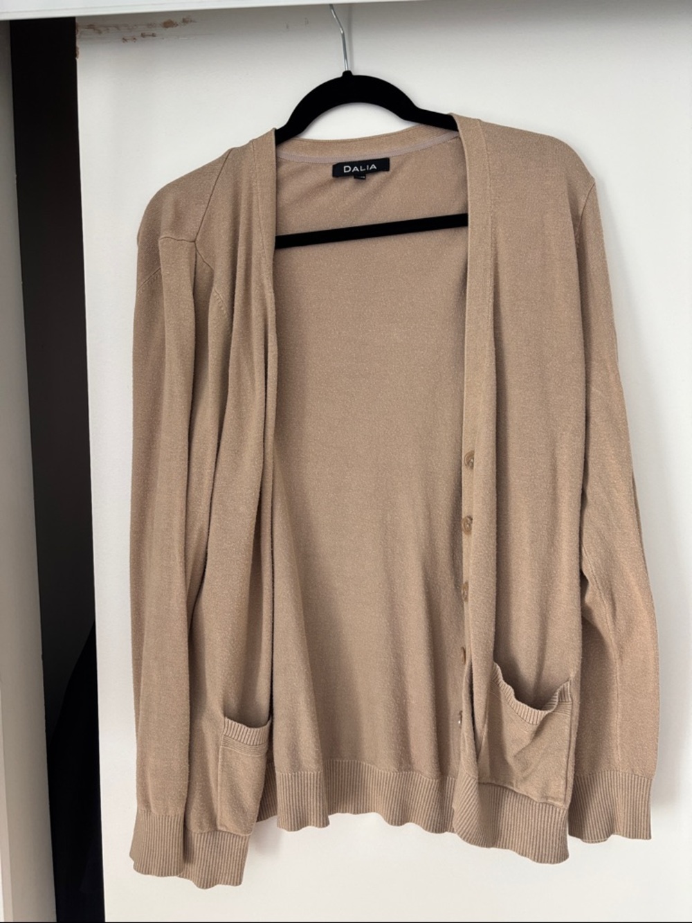 Dalia Light Beige Open-Front Cardigan with Pockets